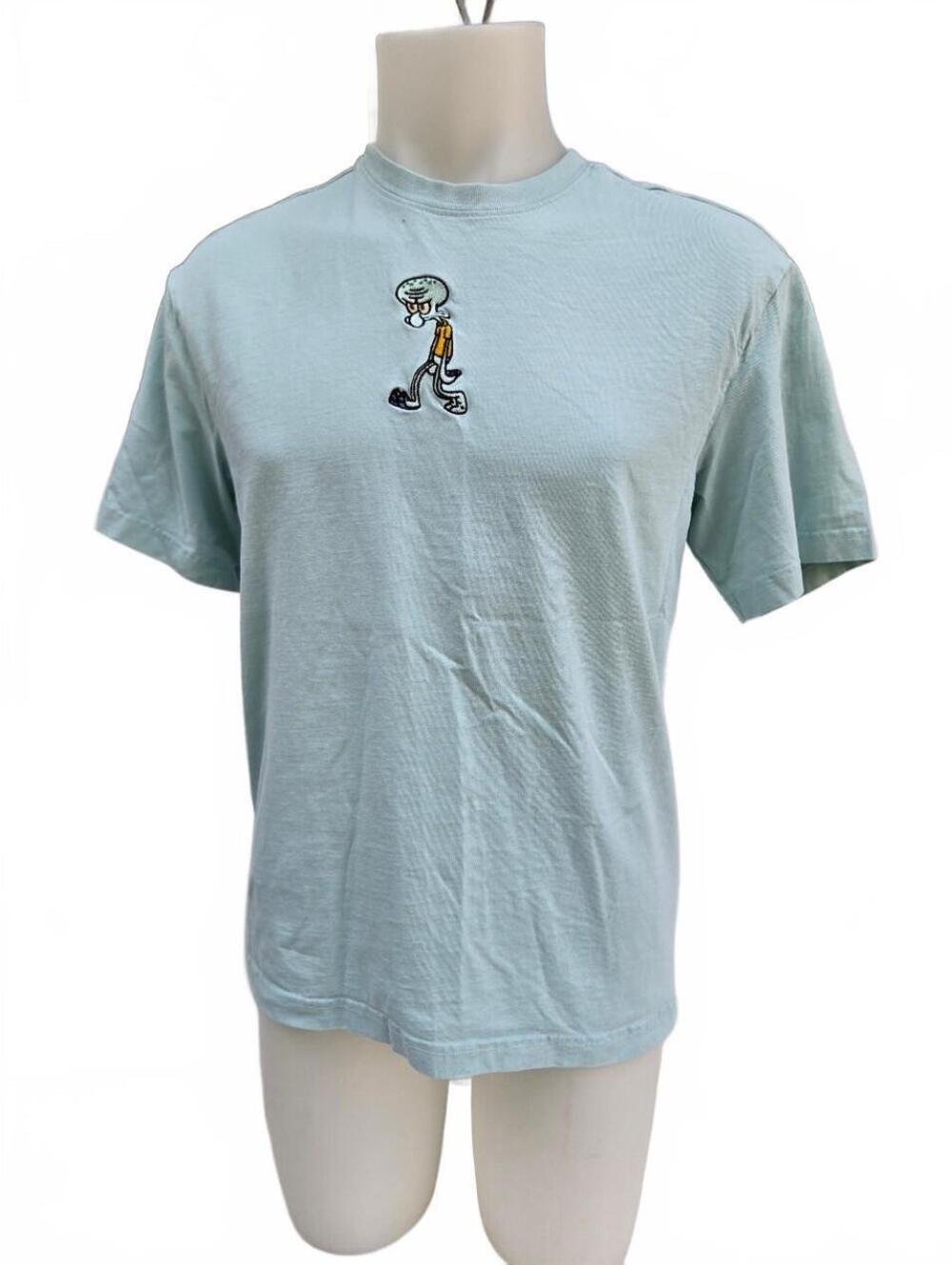 Women's T-Shirt with Squidward Embroidered Patch, Size M